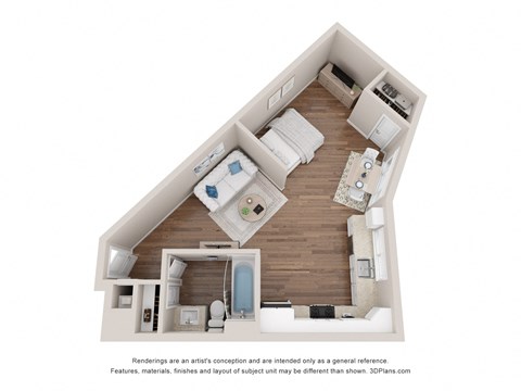 Floor plan for studio, 1 bath, 450 sqft